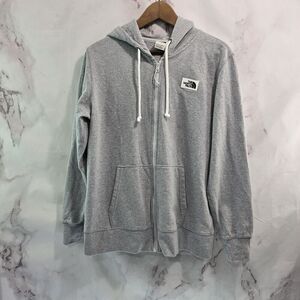 The North Face Hoodie Womens Medium Light Grey Full Zip Jacket Sweatshirt
